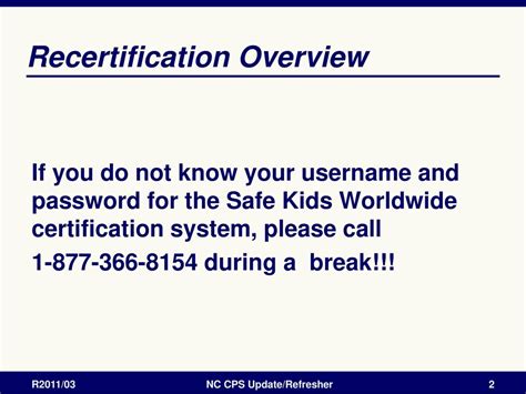 Recertification Overview .